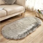 Yumuşak Uzun Tüylü Premium Kalite Yıkanabilir Oval Kuzu Post Shaggy Halı Gri - 100 x 150