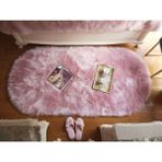 Yumuşak Uzun Tüylü Premium Kalite Yıkanabilir Oval Kuzu Post Shaggy Halı Pembe - 75 x 200
