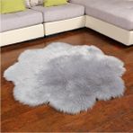 Yumuşak Uzun Tüylü Premium Kalite Yıkanabilir Papatya Şekilli Kuzu Post Shaggy Halı Gri - 150 x 150