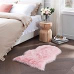Yumuşak Uzun Tüylü Premium Kalite Yıkanabilir Tekkafa Kuzu Post Shaggy Halı Pembe - 80 x 150