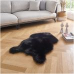 Yumuşak Uzun Tüylü Premium Kalite Yıkanabilir Tekkafa Kuzu Post Shaggy Halı Siyah - 150 x 230