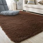 Yumuşak Uzun Tüylü Suni Kuzu Derisi Halı 100 x 140 cm - Kolay Temizlenebilir Yüksek Havlı Halı Yemek Odası Mutfak Kafe Salon Kanepeleri için - Koyu Bej