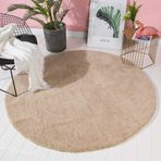 Yumuşak ve Emici Mikrofiber Banyo Paspası Büyük 100CM Dairesel Kabarık Shaggy Halı Oturma Odası Yatak Odası ve Banyo için Deve Rengi