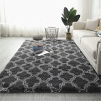 Yumuşak ve Kabarık Gri Uzun Tüylü Oturma Odası Halısı Kaymaz Rahat Shaggy Halı Yatak Odası ve Koridor için Klasik Tasarım (Gri 60 x 160 cm)