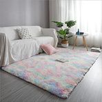 Yumuşak ve Kabarık Pembe ve Mor Alan Halısı 100x160 cm Kaymaz Yıkanabilir Katlanabilir Çocuk Odası Mutfak Oturma Odası Banyo Yatak Odası Ev Dekoru Halı için İdeal