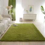 Yumuşak ve Lüks 40x60 cm Shaggy Halı Kaymaz Alt Yemek Odası Mutfak Kafe Salon Kanepeleri vb. için Mükemmel Asker Yeşili