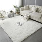 Yumuşak ve Modern Beyaz Uzun Kazık Yıkanabilir Halı Oturma Odası Yatak Odası Çocuk Odası Kaymaz ve Lüks Yün Halı 200x300 cm
