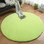 Yumuşak ve Peluş Yuvarlak Tüylü Halı Oturma Odası ve Banyo için Kolay Temizlenebilir Su Emici Çim Yeşili 60 cm Çap