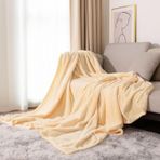 Yumuşak ve Rahat Waffle Polar Battaniye Kanepe Yatak için Sıcak ve Rahat Çift Kişilik Yatak Örtüsü Kış Battaniyesi Yatak Odası Kanepe Yatak için Sarı 110 x 150 cm