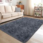 Yumuşak ve Yıkanabilir 190 x 90 cm Uzun Tüylü Halı Kaymaz Halı Oturma Odası ve Koridor için Farklı Boyutlarda Beyaz