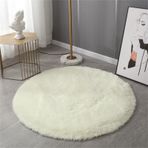 Yumuşak Yıkanabilir Yuvarlak Kabarık Yüksek Havlı Peluş Halı Modern Oturma Odası Yatak Odası Kreş Koridor Yolluğu (50 cm Bej)