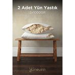 YÜN EVİM Yünevim 2 Adet Doğal Kuzu Boncuk Yünü Yastık 50x70 cm 1000 GR Merinos Kuzu Yünü