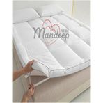 Yün Ped Iç Dolgusu %100 Saf Yün %100 Pamuklu Kumaş Yatak Pedi Topper Pad - Beyaz - 160 x 200 cm