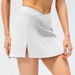 Yuna Sport Kadın Envelope Bel Detaylı Şortlu Spor Tenis Eteği - 001-Beyaz - XL