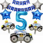 Yunchu Online 5. Polis doğum günü dekorasyonu polis pasta dekorasyonu balon polis 5 doğum günü balonu mavi 5 sayı helyum balon polis sloganı parti erkek çocuk doğum günü parti malzemeleri