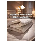 Yüncü Hanım %100 Merinos Kuzu Yünü Dolgulu Bebek Yorganı 95x145 cm+ Yün Dolgu Bebek Yastığı Hediyeli
