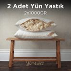 Yünevim Doğal Boncuk Kuzu Yünü Yastık 2 Adet 50X70 cm 2X1000 gr Merinos Kuzu Yünü - 50 x 70 cm - Beyaz - Altın
