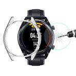 YUNHUIMC YUN AYC HUAWEI Watch GT Classic/GT Active/GT Sport için 46 mm Hat-prince 2'si 1 arada Tam Kaplama Şeffaf TPU Kılıf + 0,2 mm 9H 2,15D Kavisli Kenar Temperli Cam Film