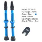 Yunjin Shop Mavi 78MM Stili Et Bisiklet Presta Valf Yol Mtb Bisiklet Tubeless Lastikler Hava Valfi Kiti mm Pirinç Çekirdek Gövde Kapağı Tubeless Mastik (Yurt Dışından)