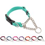 Yunleparks Martingale Köpek Tasması Hızlı Çıkarma Tokalı Çelik Zincir, Çekmesiz Eğitim, Orta Büyük Köpekler için Yansıtıcı Yaka (Deniz Mavisi, Orta)