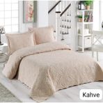 Yünteks Örtüm Ivy Sarmaşık Çift Kişilik Microfiber Kapitone Yatak Örtüsü - Kahve - 250 x 260 cm