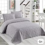 Yünteks Örtüm Ivy Sarmaşık Tek Kişilik Düz Renk Yatak Örtüsü Takımı - Gri - 175 x 240 cm