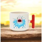 Yunus Balığı Tasarımlı Kırmızı T Kulplu Seramik Baskılı Kupa Bardak 250 ml - 010 - Beyaz