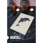 Yunus Balığı Temalı Ahşap Kapaklı Defter - Noktalı Defter - Ajanda - Okul Defteri (A5 - 120 Sayfa)