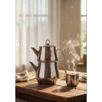 YUNUSOĞLU HOME Aletta Büyük Boy Paslanmaz Çelik Çaydanlık Metal Kulp Aile Boy Kullanım 1.6L+2.5L
