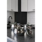Yunusoğlu Home Elora Paslanmaz Çelik 6 Parça Tencere Güveç Seti 1.20 L X 1.60 L X 2.20 Litre Yanmaz Yapışmaz Taban Gri