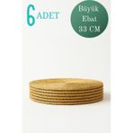 Yunusoğlu Home Hasır Jüt Supla 6'lı Set Amerikan Servis 33 Cm Çap Supla 6'lı Altın