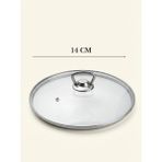 YUNUSOĞLU HOME Isıya Dayanıklı Cam Tencere Tava Kapağı - Metal Kulplu Buhar Delikli Yedek Kapak - 14 CM