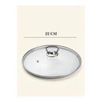 YUNUSOĞLU HOME Isıya Dayanıklı Cam Tencere Tava Kapağı - Metal Kulplu Buhar Delikli Yedek Kapak - 22 CM