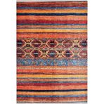 Yurga Mavi Modern Geometrik Etnik Eskitme Desenli Boho Makinada Yıkanabilir Hafif Hav Toz Vermez Leke Tutmaz Kaymaz Taban Dijital Makine Baskı Halı Oturma Odası Salon Yolluk Koridor Mutfak Halısı
