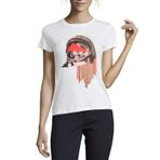 Yuri Gagarin Gazete Tarzı Pop Art CCCP Cosmos Kadın Bisiklet Yaka Tişört Beyaz, beyaz, L