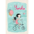 Yuridia: Personalized notebook with name Yuridia | Birthday gift for women, girl, daughter, mom, sister | Girl with a dog on bike | 110 lined pages journal, small size 6x9 inches