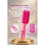 Yurısh Akıllı Fırça 3 İn 1 Kıvırcık Saç Belirginleştirici Bukle Tarağı Pembe
