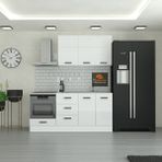 Yurkan 190 cm Mutfak Dolabı MDF Kapak Modern Tasarım 3 Çekmeceli Beyaz Renk Geniş Depolama
