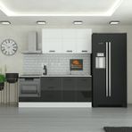 Yurkan 210 cm Mutfak Dolabı Mdf Kapak Siyah Modern Tasarım 3 Çekmeceli Geniş Depolama