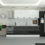 Yurkan 280 cm Modern Mutfak Dolabı MDF Kapak Tezgah Dahil 3 Çekmeceli Siyah