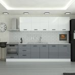 Yurkan 315 cm Mutfak Dolabı Mdf Kapak Modern Tasarım Gri Renk 3 Çekmeceli Fonksiyonel