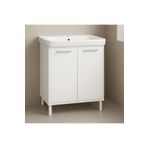 YURKUR MOBİLYA Şık Beyaz Banyo Alt Dolabı Ayaklı Lavabo Dolabı Raflı, Çift Kapaklı 62*45*40