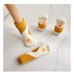 Yurosiay 16 adet sandalye çorabı, örgü, tatlı kedi, mobilya çorabı, çizilmez, gürültü önleyici, sandalye ayağı çorabı, elastik, kaymaz çorap, sandalye bacakları için, zemin koruması, kahverengi 1#