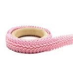 Yurosiay 25 m x 1,2 cm ponpon bordürü, renkli, el yapımı, örgülü şeritler, vintage, dokuma döner kordon, örgü, dantel bant, örgü bordür, kumaş şerit, dikiş için, pembe