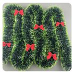 Yurosiay Noel çelenkleri 2 m kırmızı kurdeleli Noel çelengi, plastik çam çelengi, kar çelengi, Noel ağacı süsleri, ev, merdiven için, yeşil #1 adet