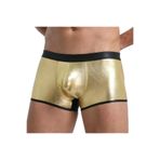 YurtMarketing 11T-Erkek İç Giyim-YurtMarketing Fantezi Deri Görünümlü Seksi Altın Erkek Boxer - Fantezi Tanga TG274604 Altın S