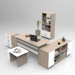 Yuru Design Vario ABCDF Meşe Beyaz Ofis Büro Masa Takımı