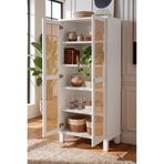 Yurudesign Dune Çok Amaçlı Dolap Mutfak Kiler Erzak Banyo Dolabı Ahşap Jüt Kapaklı Beyaz-Jüt DN6-WJ