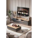 Yurudesign Future Tv Ünitesi Orta Sehpa 2'li Set Çam-Antrasit FR17-AA - Kahverengi