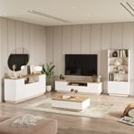 Yurudesign Future Tv Ünitesi Orta Sehpa Konsol Kitaplık 4'lü Set Çam-Beyaz FR19-AW